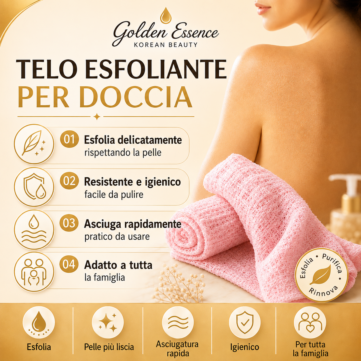 Salvietta Esfoliante Antibatterica in Fibra di Bambù