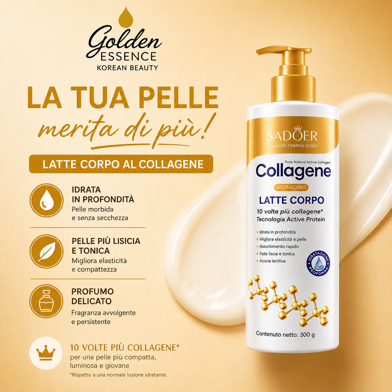 Golden Collagen Body Lift – Latte Corpo Rassodante al Collagene