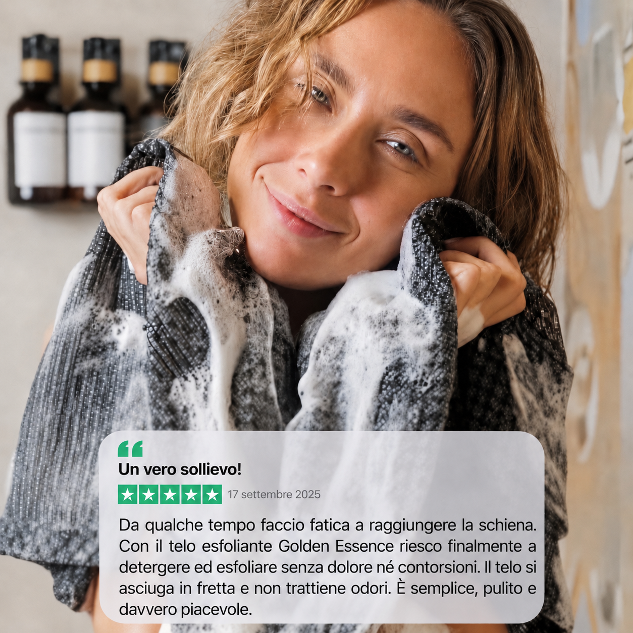 Salvietta Esfoliante Antibatterica in Fibra di Bambù