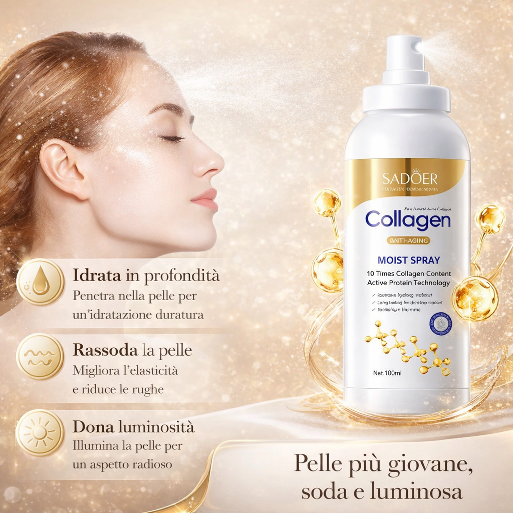 Golden Collagen Lift Spray™ – Trattamento Rassodante Anti-Rughe
