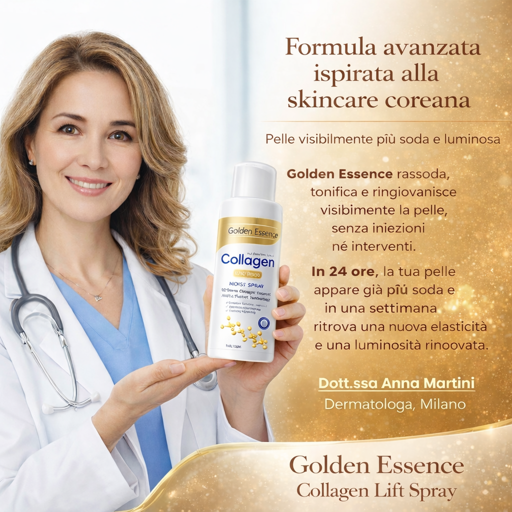Golden Collagen Lift Spray™ – Trattamento Rassodante Anti-Rughe